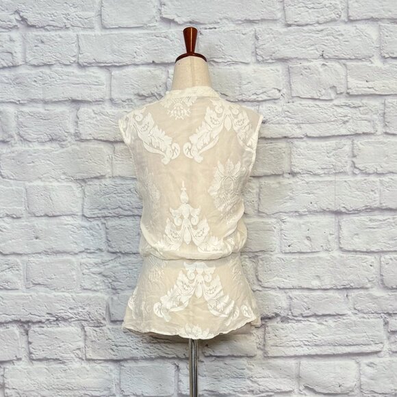Tt Collection Cream Silk Floral Embroidered Blouse - Picture 2 of 9